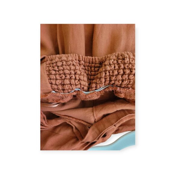 Maeve Rust Linen Blend Twist Front / Tie Back Minidress S - Picture 11 of 14